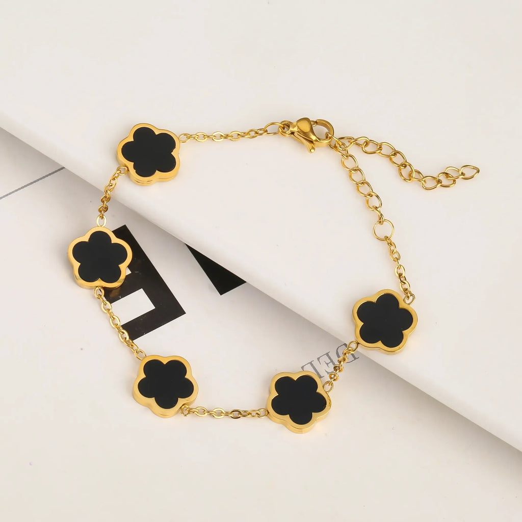 Stainless Steel Non Fading Minimalist Creative Plant Live Leaf Petal Flower Pendant Necklace Earrings Bracelet Jewelry Set