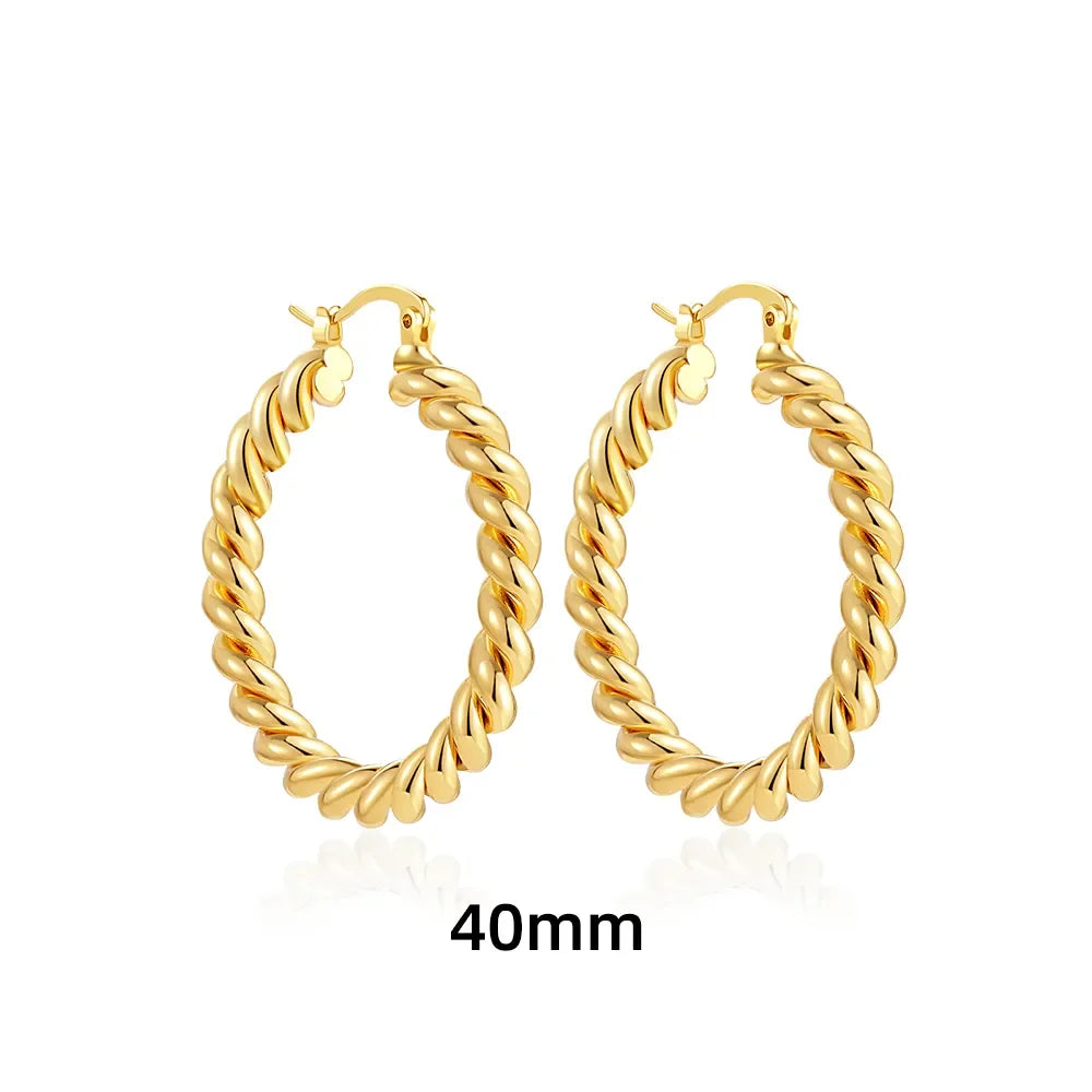 New Trendy Geometric Twisted Thick Hoop Earrings Fashion Gold Color Big Round Circle Earrings for Women Punk Hiphop Jewelry Gift