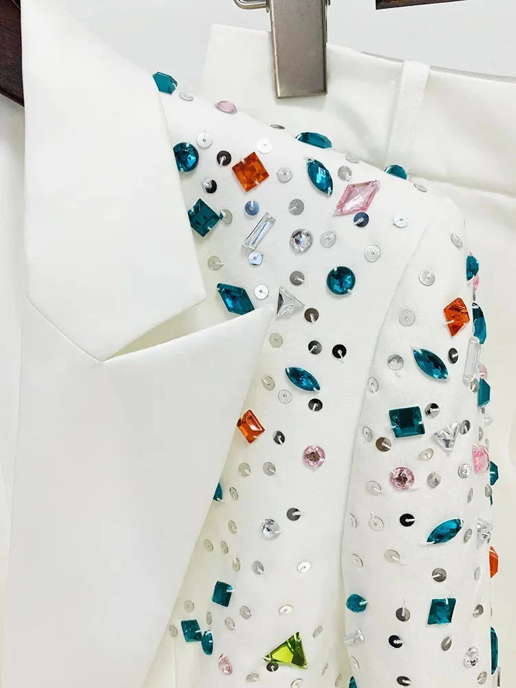 LUX Hand Beaded Flare Pants Set + Blazer Set