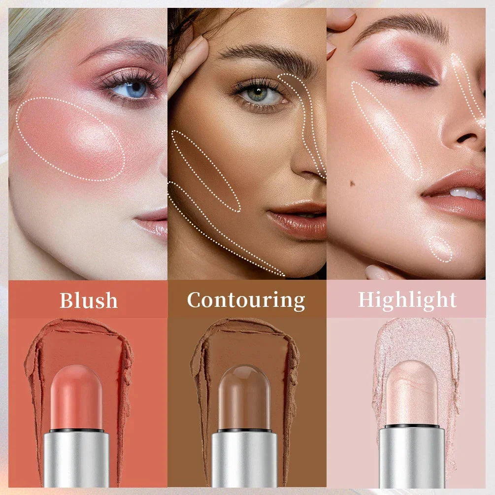 Waterproof Soft Cream Highlighter + Bronzer + Contour + Blush