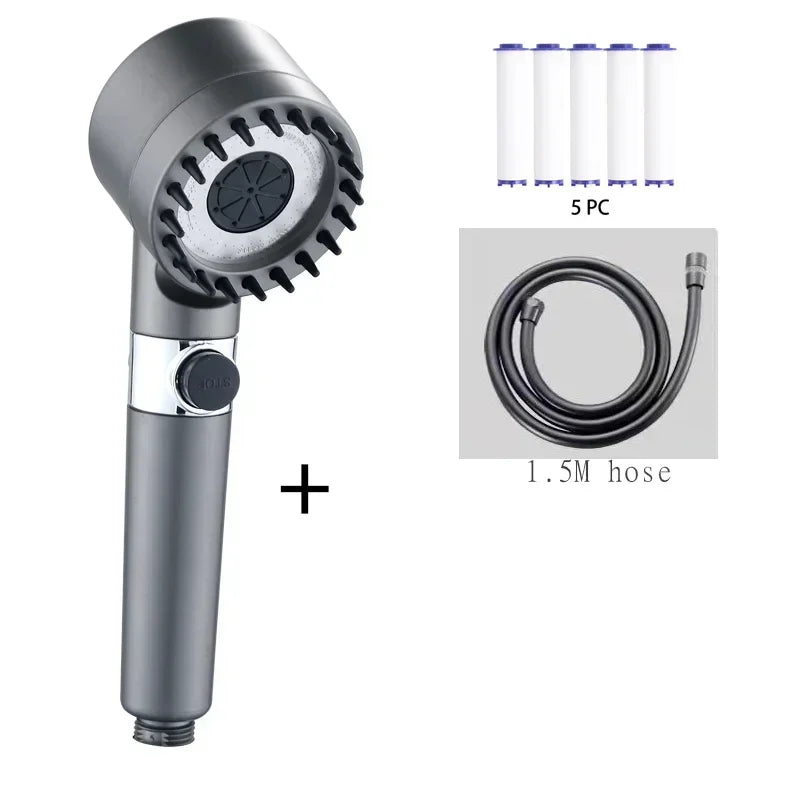Shower Head Turbo Charged High Pressure Shower Head Rainfall with Hose Showerhead Filter Holder Bathroom Home Accessories Set