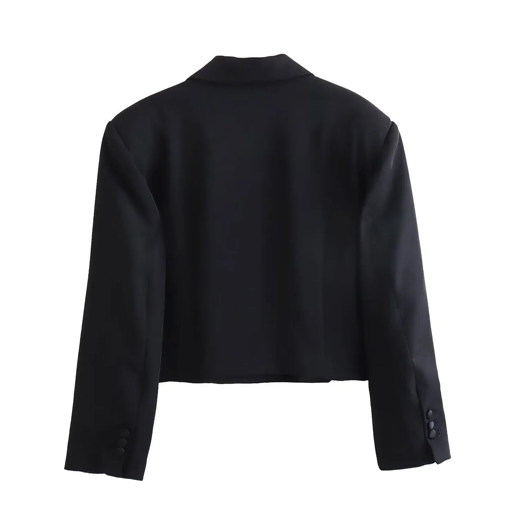 Satin Black Cropped Blazer