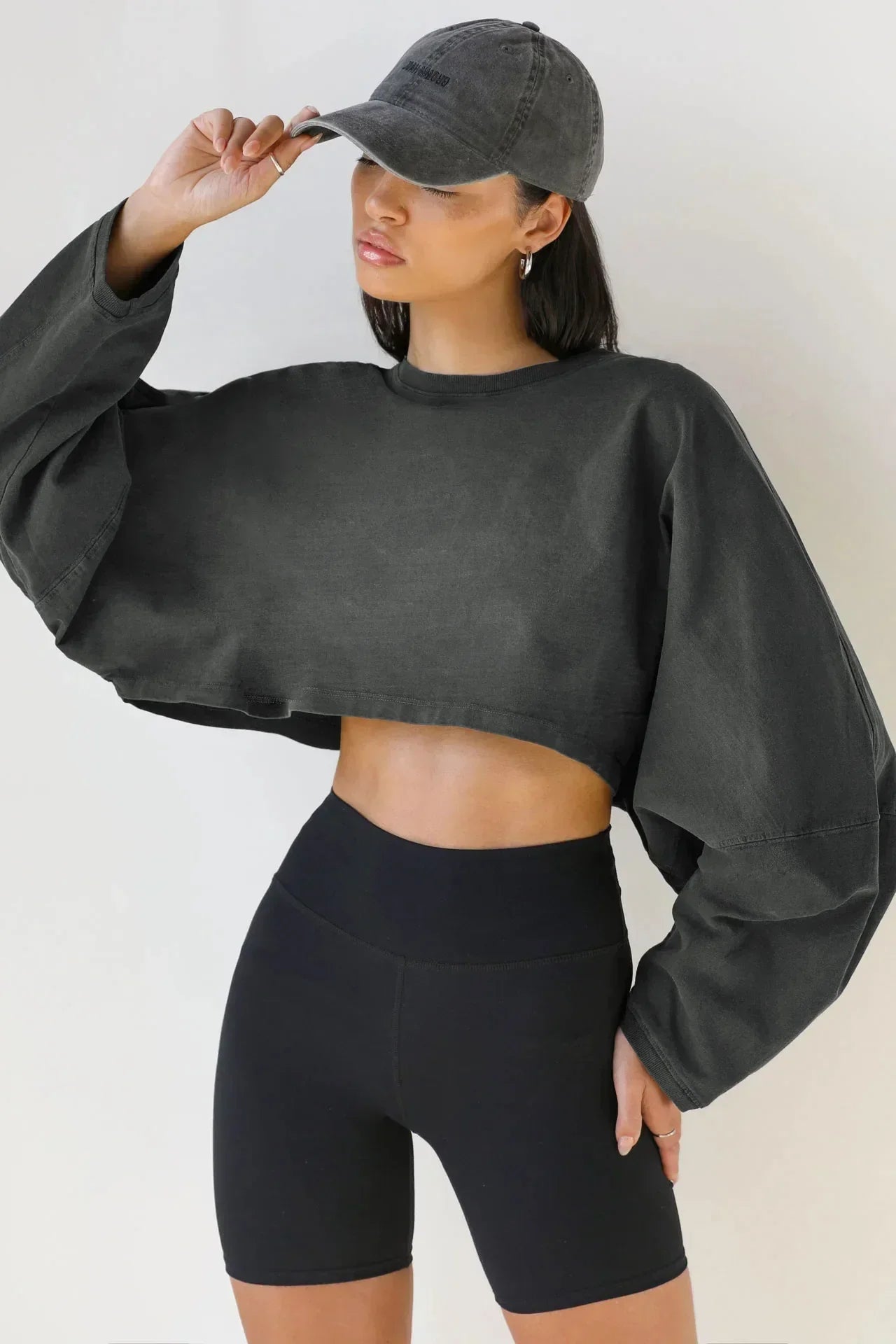 LO Casual Women's T-shirt Long Sleeved Top Knitted Sweater Clothing Round Neck Top Women's Short Sports Yoga Top
