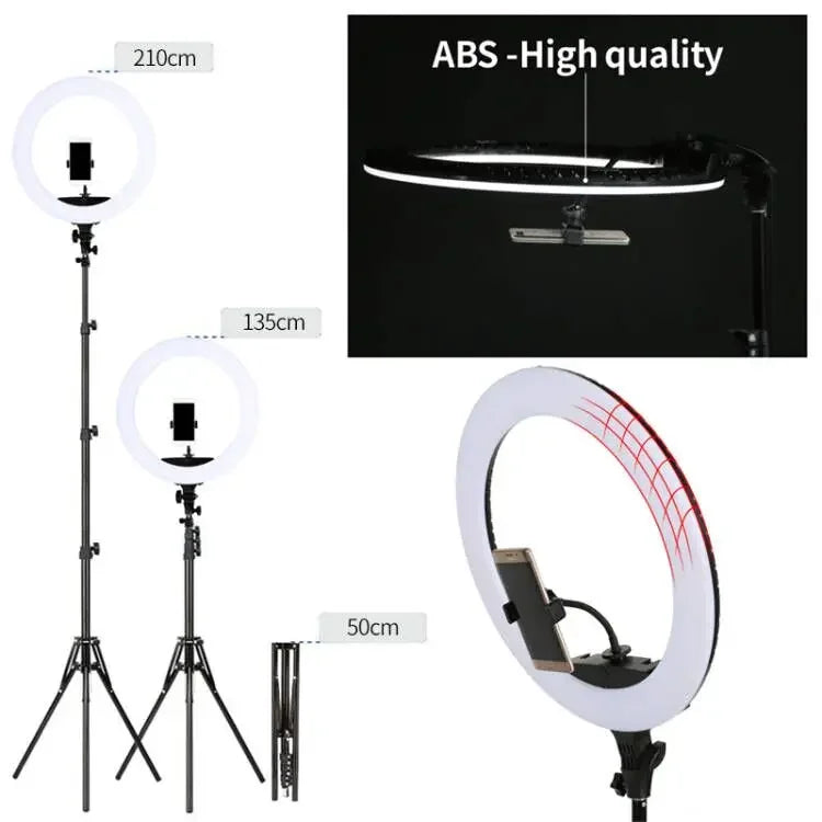 Live Stream 18 inch LED Ring Light with Tripod - Dimmable Photographic Lighting