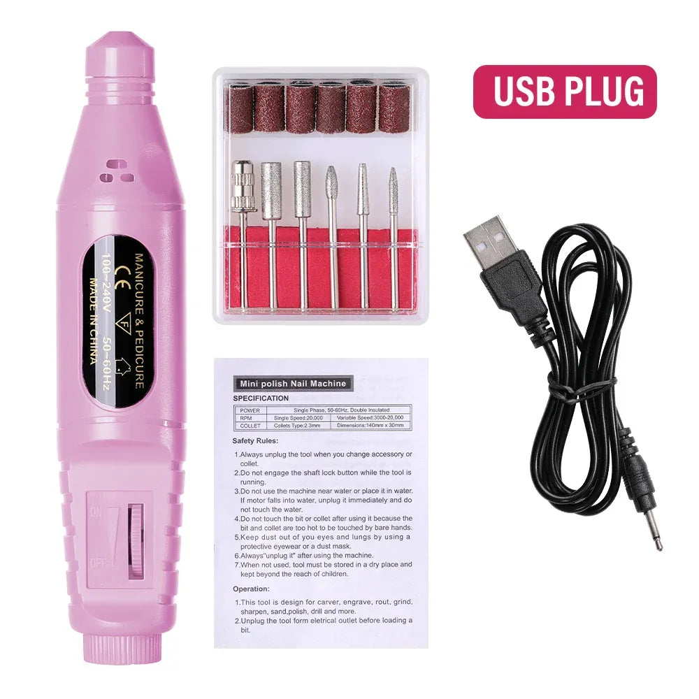 HALAIMAN Electric Nail Drill Machine Set Pedicure Grinding Equipment Mill For Manicure  Professional Strong Nail Polishing Tool
