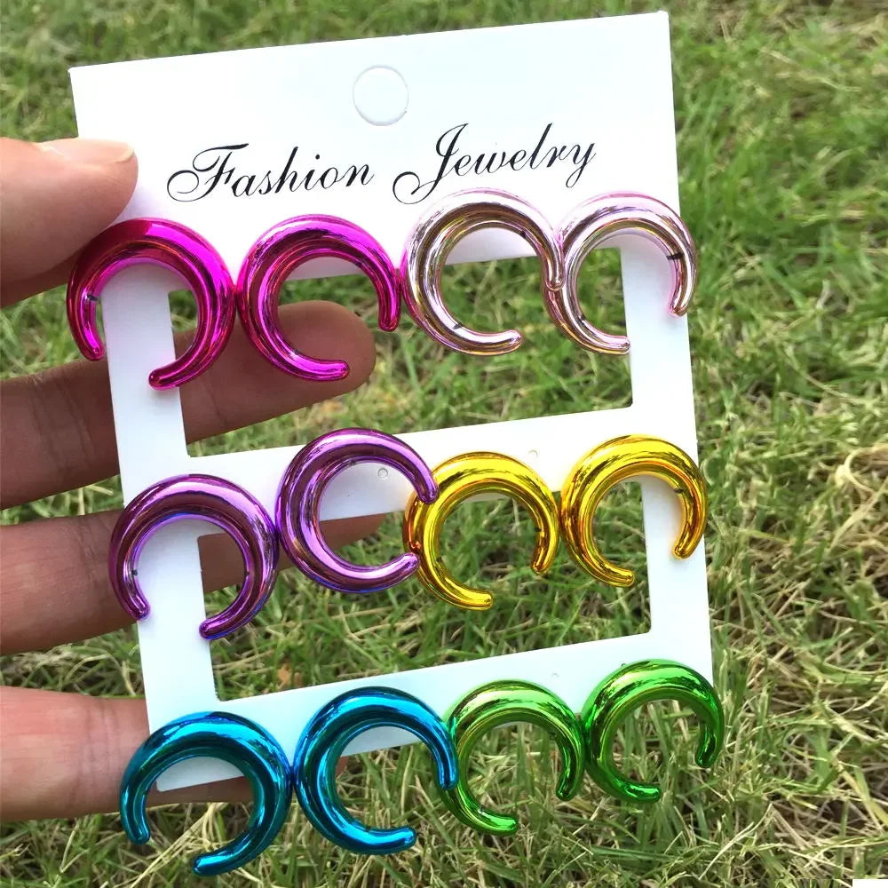 Happy Metallic Balloon Stud Earrings Set