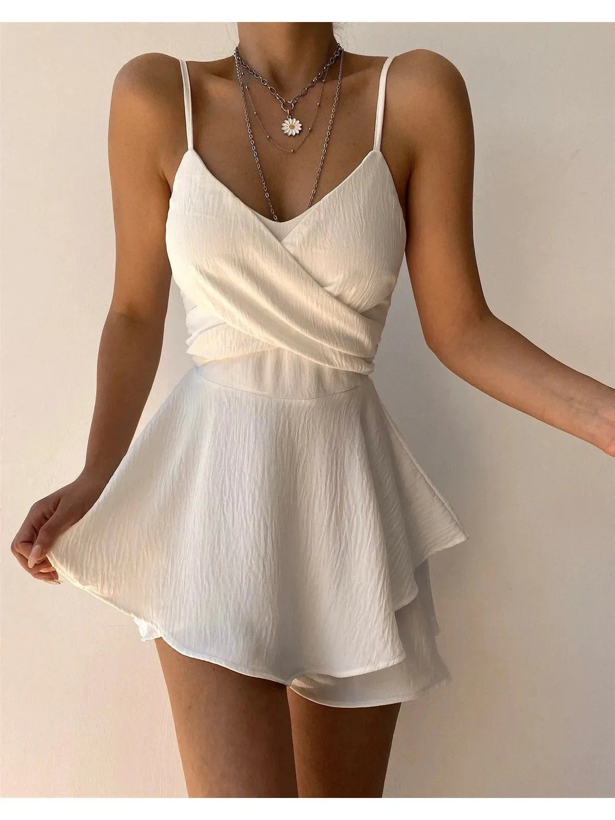 Slim Ruffle Romper Dress