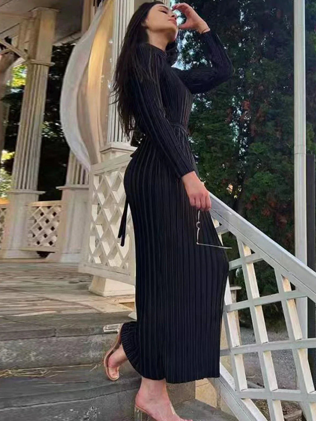 Women's Belted Long Dress