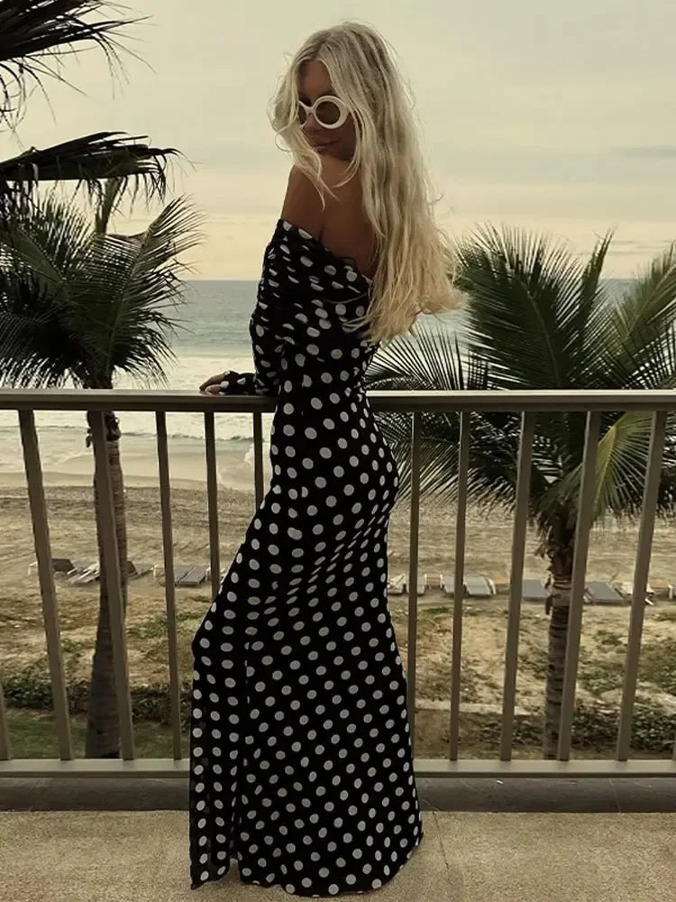 Monroe Polka Dot Print Maxi Dress