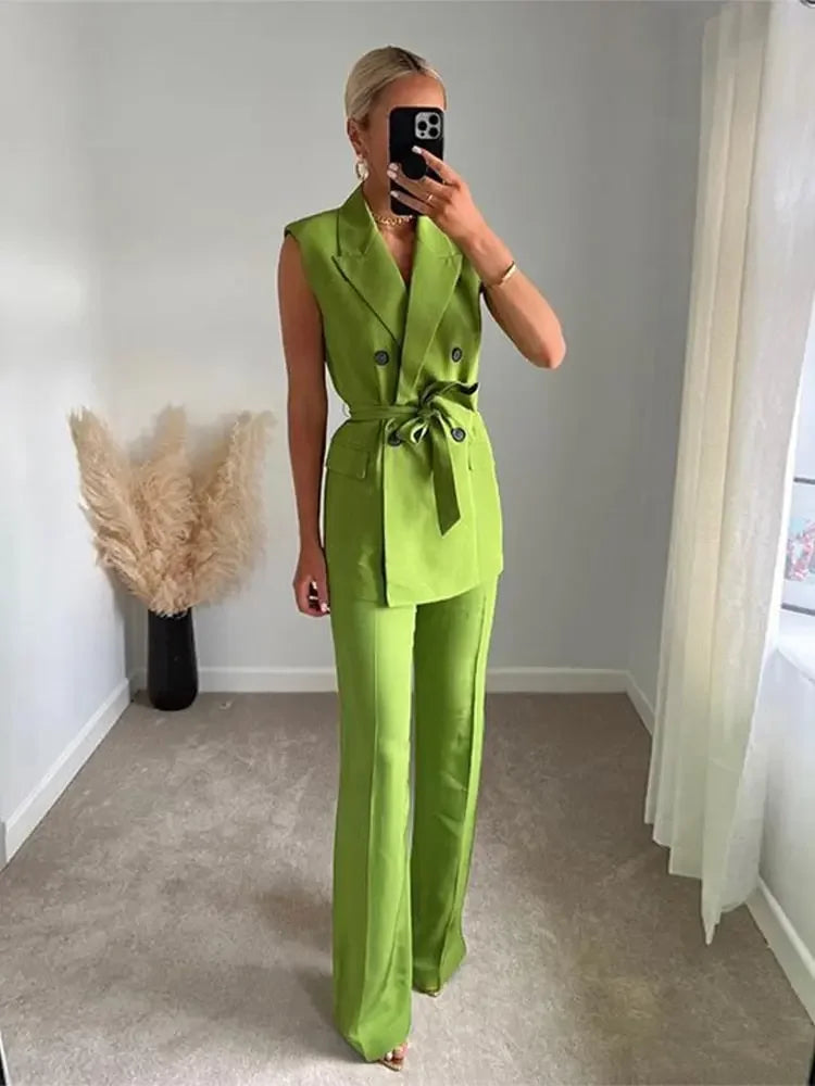 Monaco Vest & Wide Leg Pants Outfit