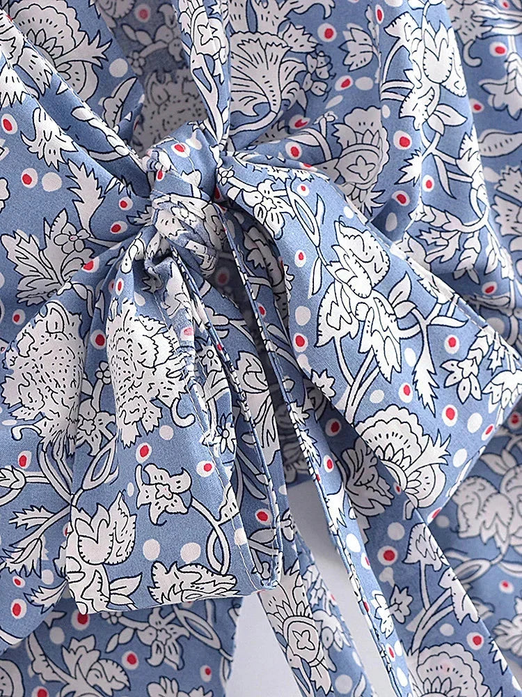 Vintage Porcelain Floral Boho Kimono Short Beach Robe