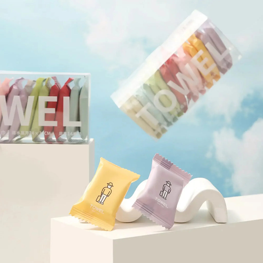 Portable Candy Compressed Towel Day Throw Towel Thickened and Enlarged Cotton Face Wash Travel Pack Disposable Face Towel