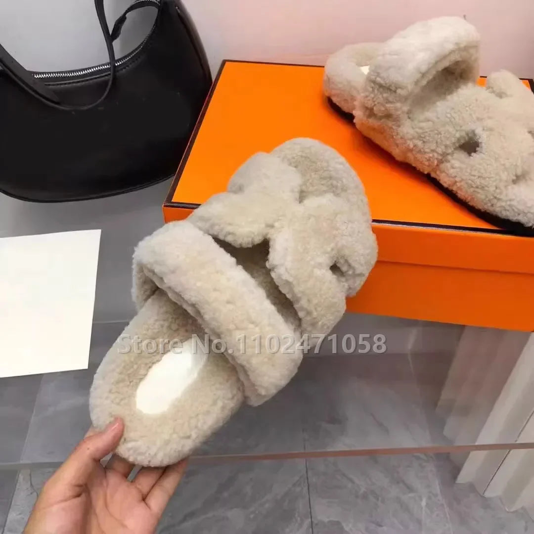 Women Designer Fur Slippers Luxury