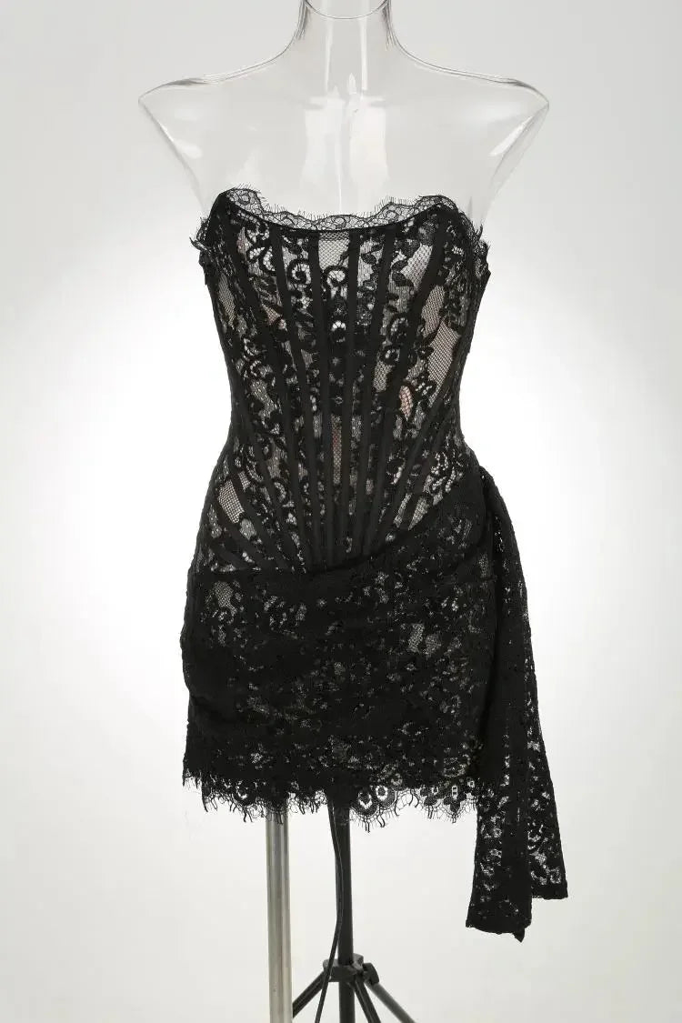 Women's Elegant Dresses White Birthday Dress for Women Luxury 2023 Autumn Pleated Evening Gowns Lace Patchwork Party Clothes