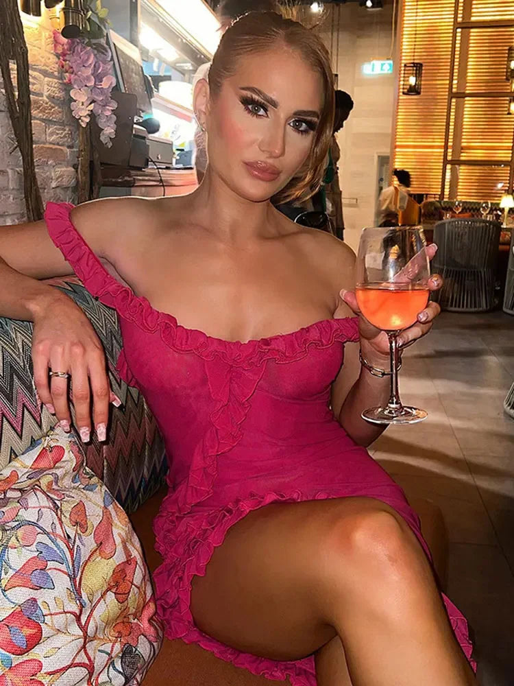 Dazzling Ruffle Evening Dress