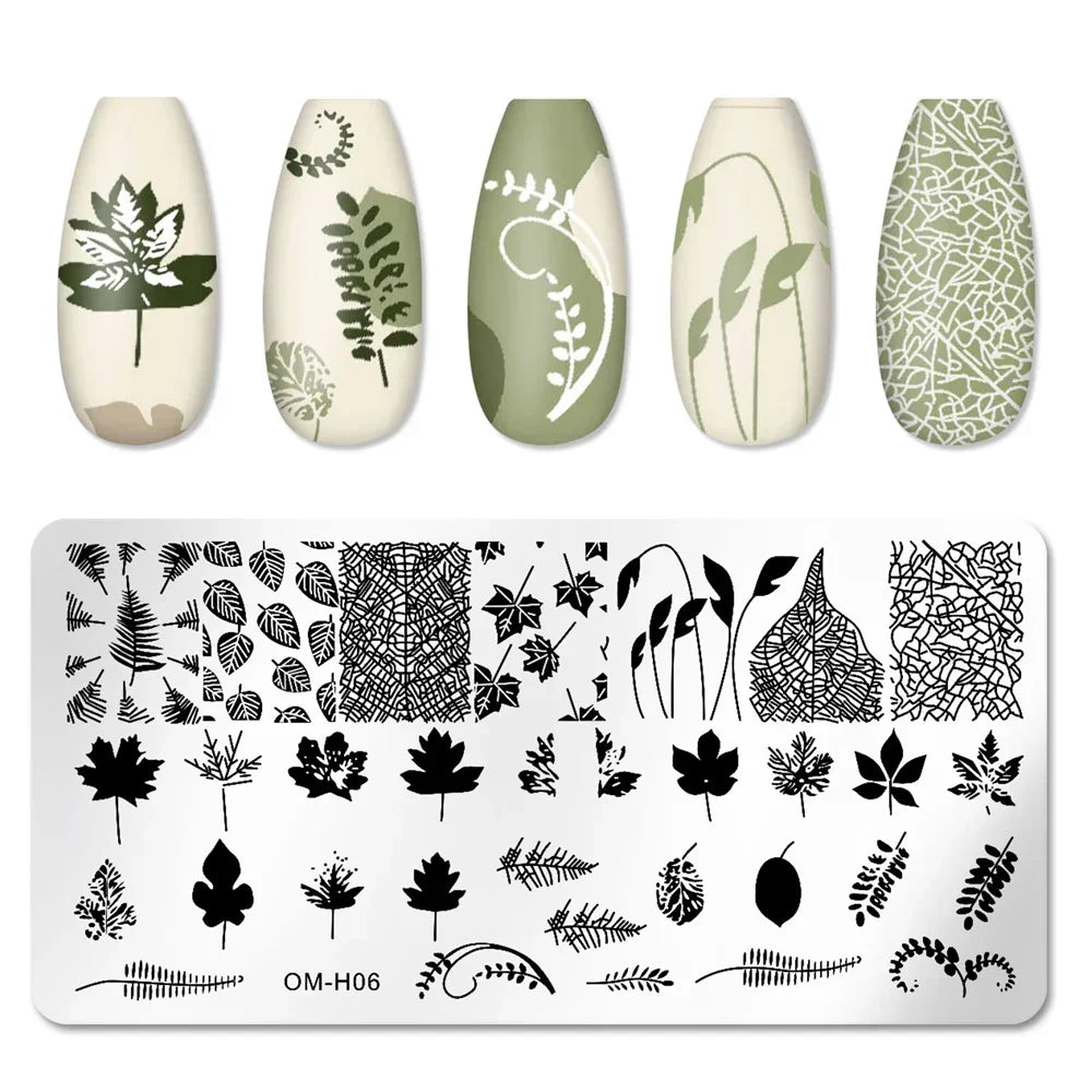 Snake Leopard Nail Templates Flower Leaf Heart Lace Pattern Nail Stamper Stencil Plates For Women Girls DIY Manicure Accessories
