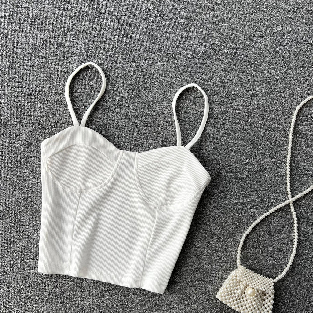 Strapless Western Style Skinny Tanks Camis for Women Summer Casual Solid Colours Female Corset Crop Tube Tops with Built In Bras