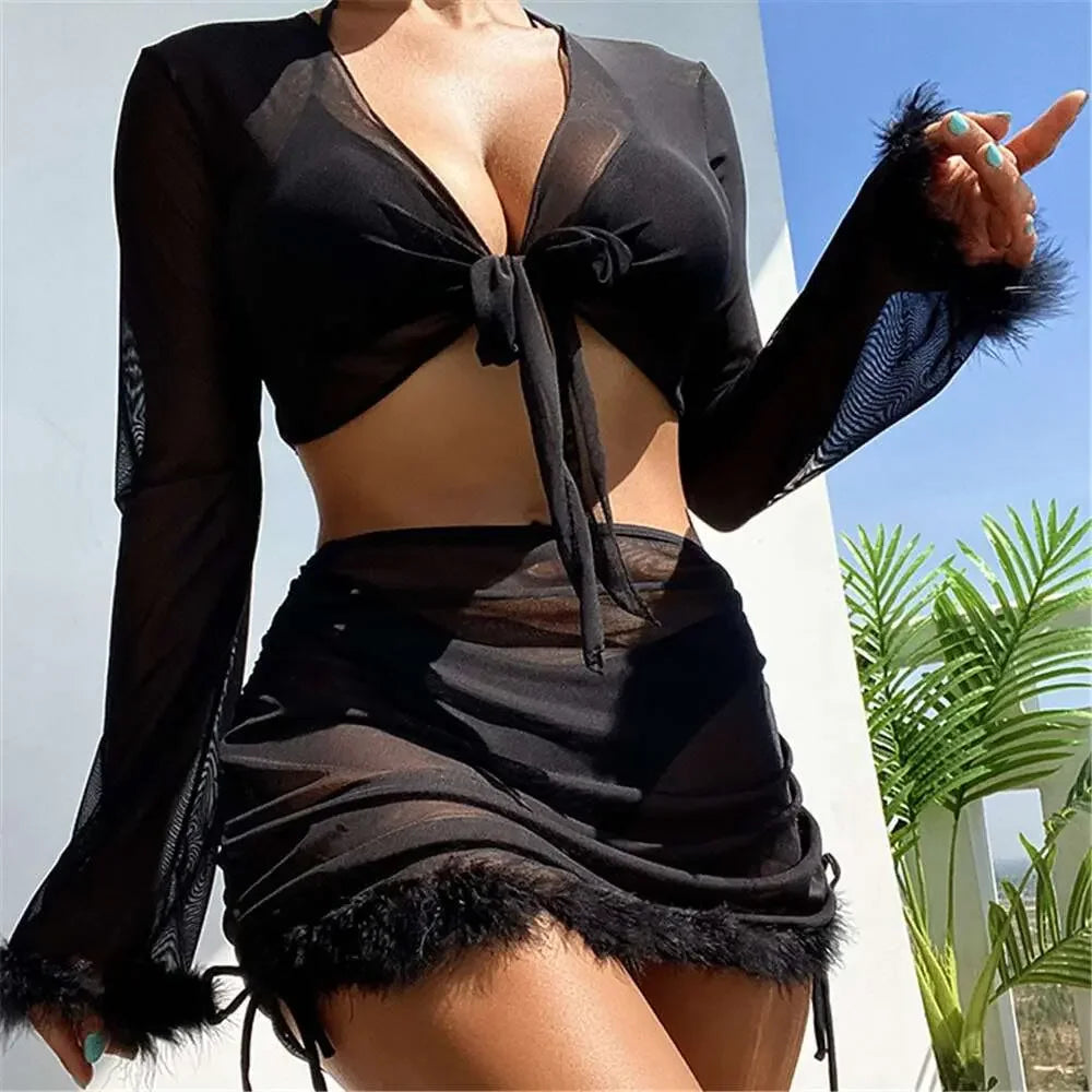 Cabana 4Pc Sexy Black Bikini Set