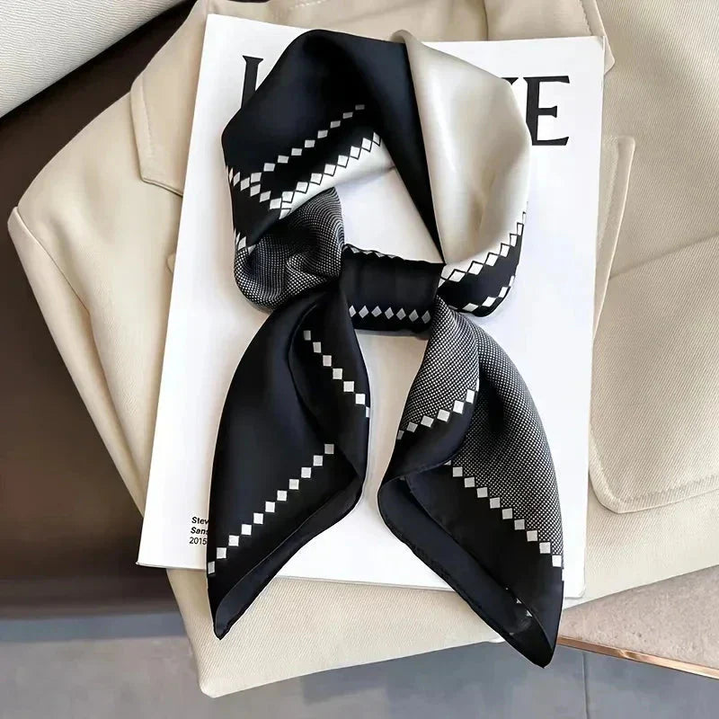 Fashion Luxury Brand 70cm Silk Square Scarf Women Satin Neck Tie Female Hair Bandana Headkerchief Shawl Wrap Hijab Echarpe