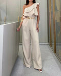 Mia Ruffle Belted Wide-Leg Jumpsuit