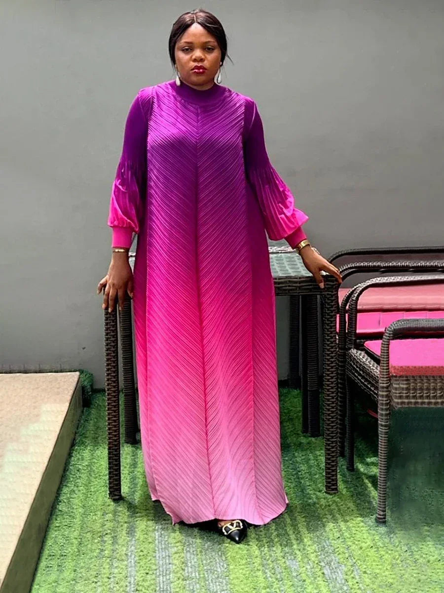 Gradient Pleated Maxi Dress
