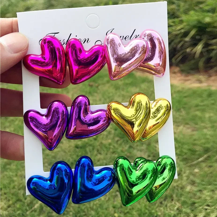 Happy Metallic Balloon Stud Earrings Set
