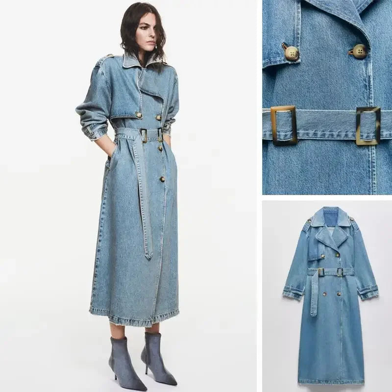 Denim Belted Trench Coat