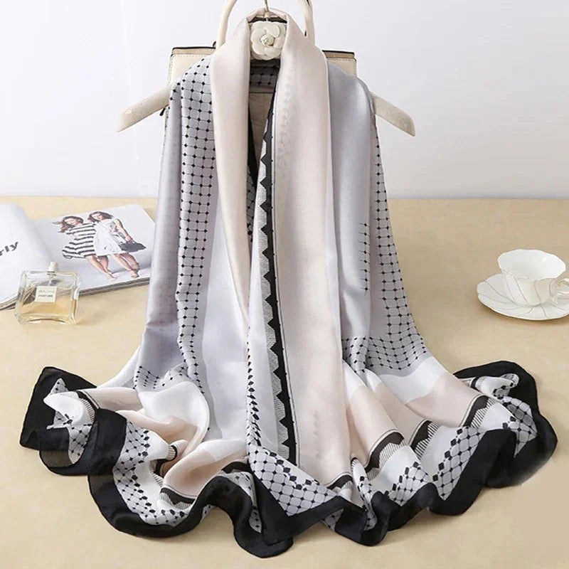 180*90cm Luxury Brand Women Summer Silk Scarves Shawl Lady Wrap Soft Female Europe Designer Beach Bandanna foulard muffler pareo
