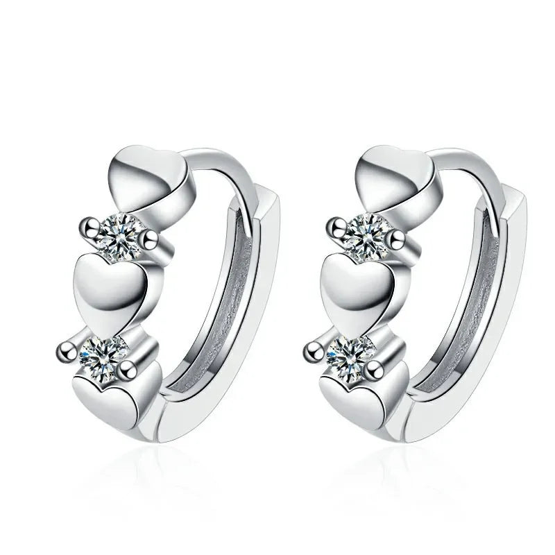 Iconic 925 Sterling Silver Crystal CZ Stud Earrings