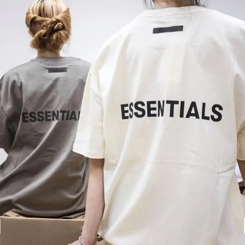 Essential t shirt for men's ropa pressed glue letters loose round neck High street fashion men and women short sleeves T-shirts