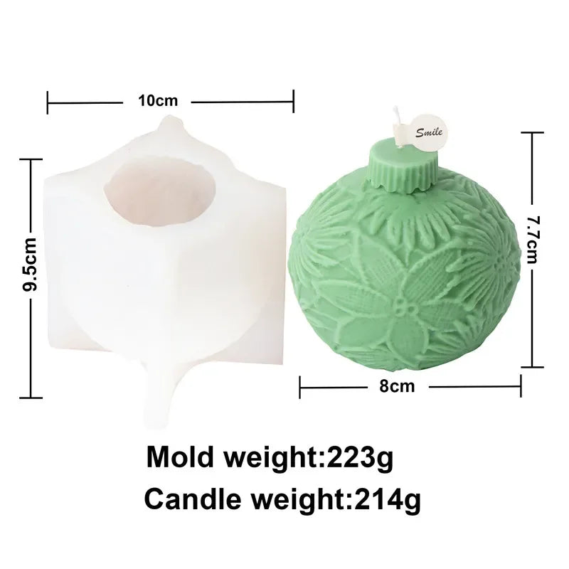 DIY Christmas geometric sphere candle silicone mold stripe spiral wave pattern spherical cake chocolate silicone mold resin mold