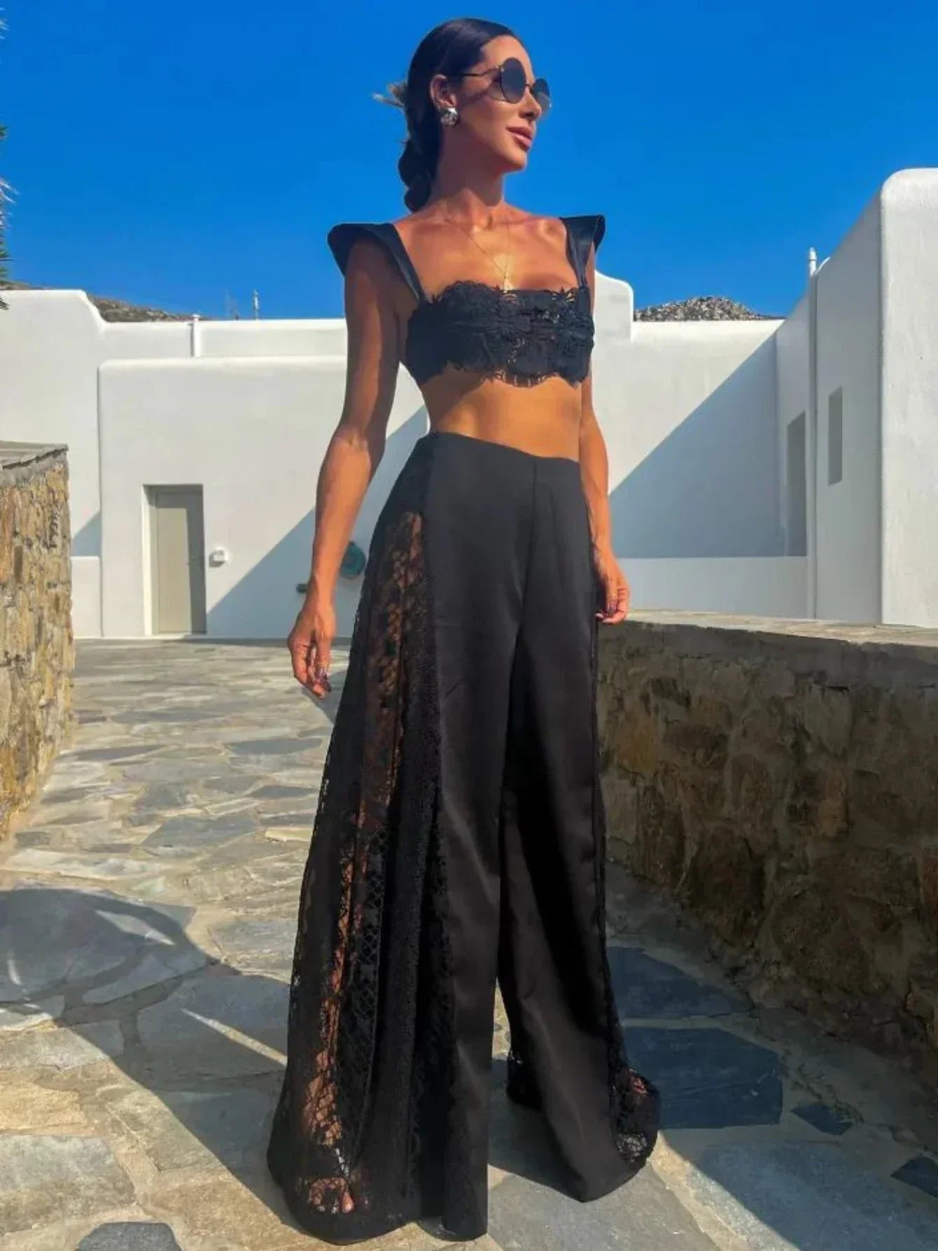 Cabo Lace Bikini Set With Wide Leg Pants