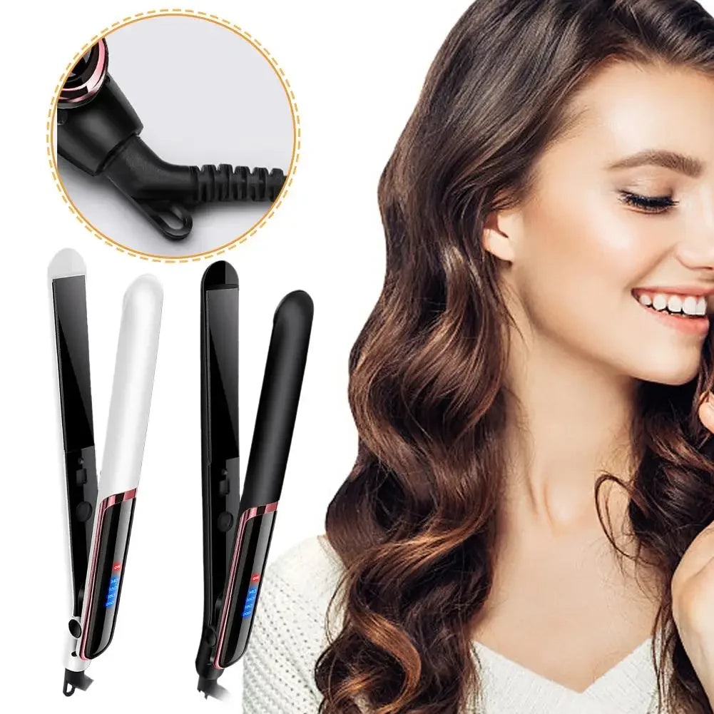 Flat Iron Hair Straightener Professional Ceramic Ionic Heat-Up Lcd Hair Tools Fast Iron Negative Flat Hair Ion Display Beau K0D1