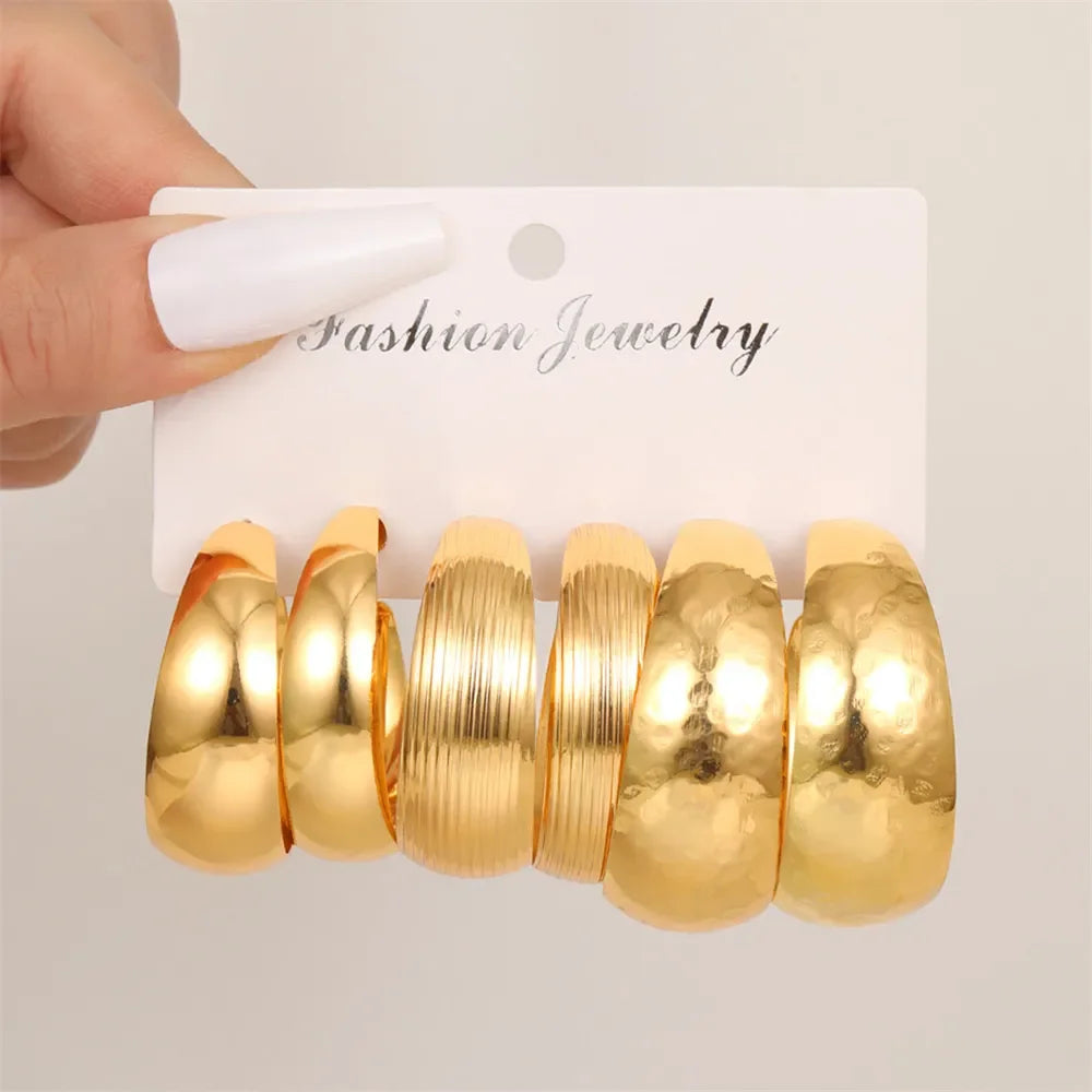 Vintage Big Hoop Earring Set