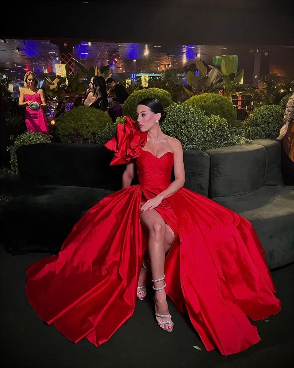 Alexa Red Satin Formal Evening Dress