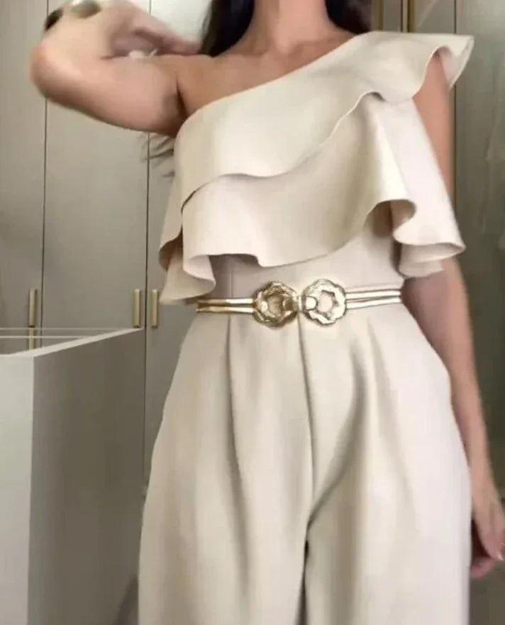 Mia Ruffle Belted Wide-Leg Jumpsuit
