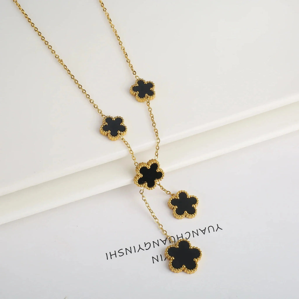 Hot Sale Stainless Steel Laser Five Leaf Flower Petal Adjustable Clover Bracelet Classic for Woman Girl Brand Jewelry Party Gift