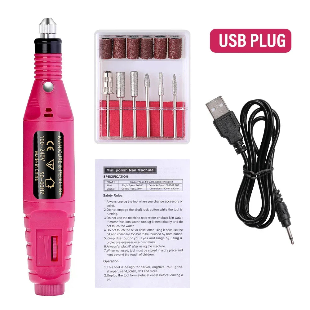 HALAIMAN Electric Nail Drill Machine Set Pedicure Grinding Equipment Mill For Manicure  Professional Strong Nail Polishing Tool