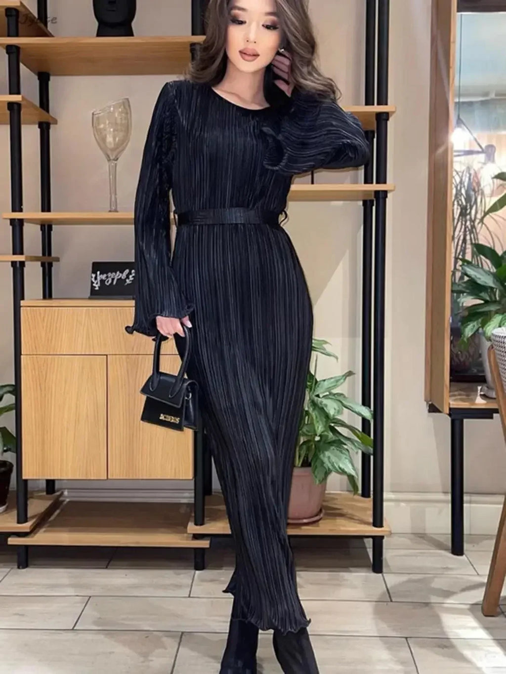 Women's Belted Long Dress