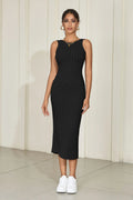 Women's Sleeveless Ribbed Knit Tank Dress Backless Bodycon Maxi Dresses