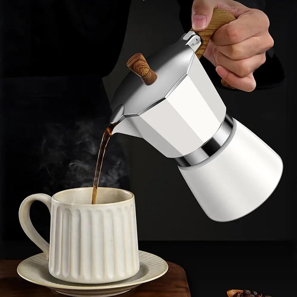 Vintage Wooden Handle Electric Espresso Machine