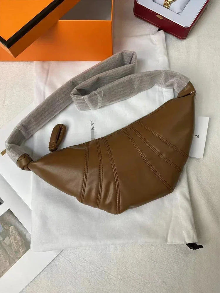Leather Croissant Bag for Women
