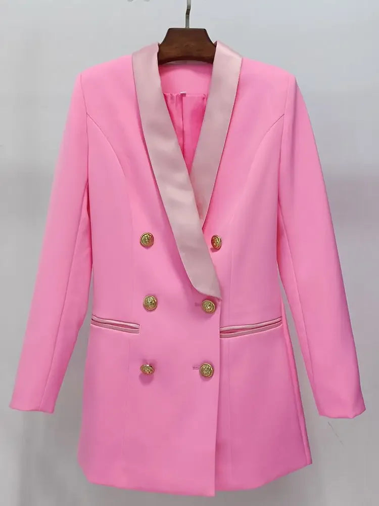 Lux Designer Satin Collar Long Brazer
