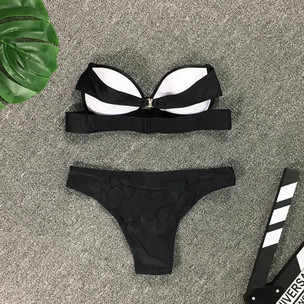 Strapless Double Strap Push Up Bikini