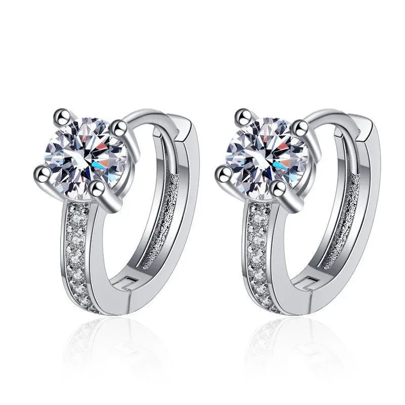 Iconic 925 Sterling Silver Crystal CZ Stud Earrings