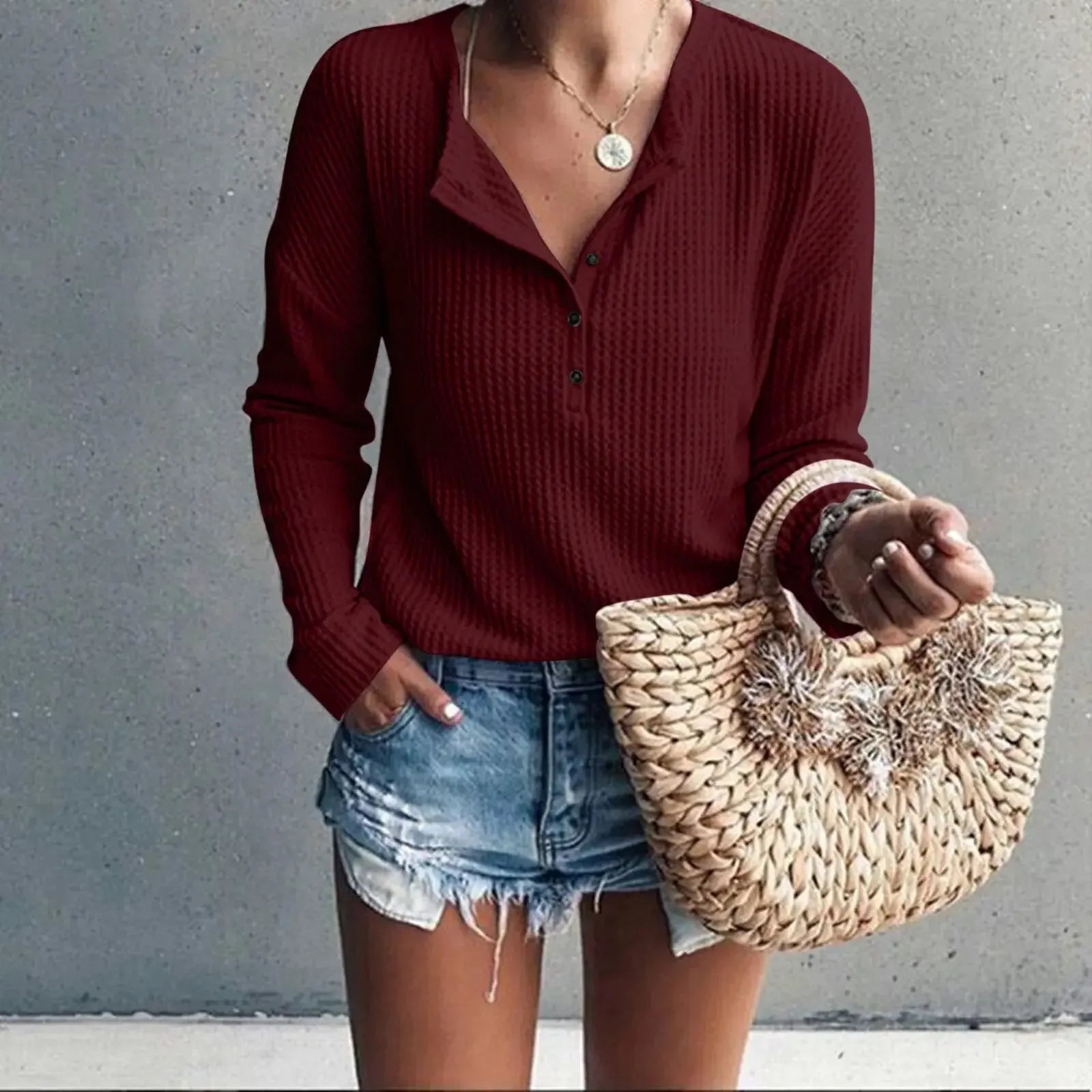 Women’s Waffle Long Sleeve Top