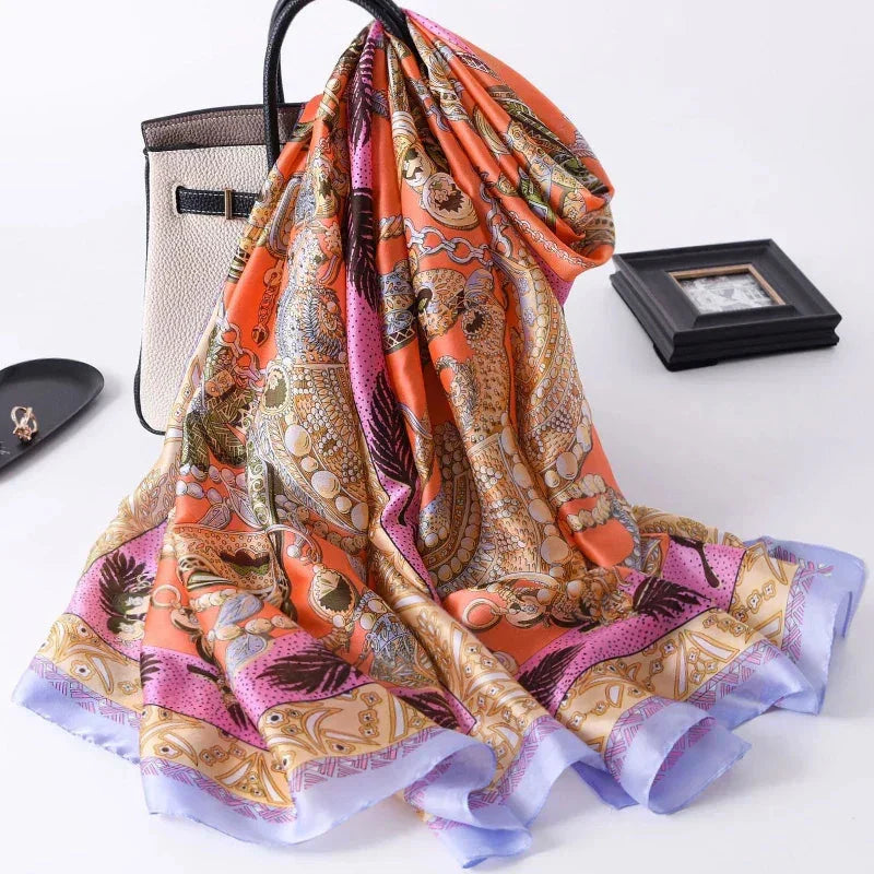 180*90cm Luxury Brand Women Summer Silk Scarves Shawl Lady Wrap Soft Female Europe Designer Beach Bandanna foulard muffler pareo