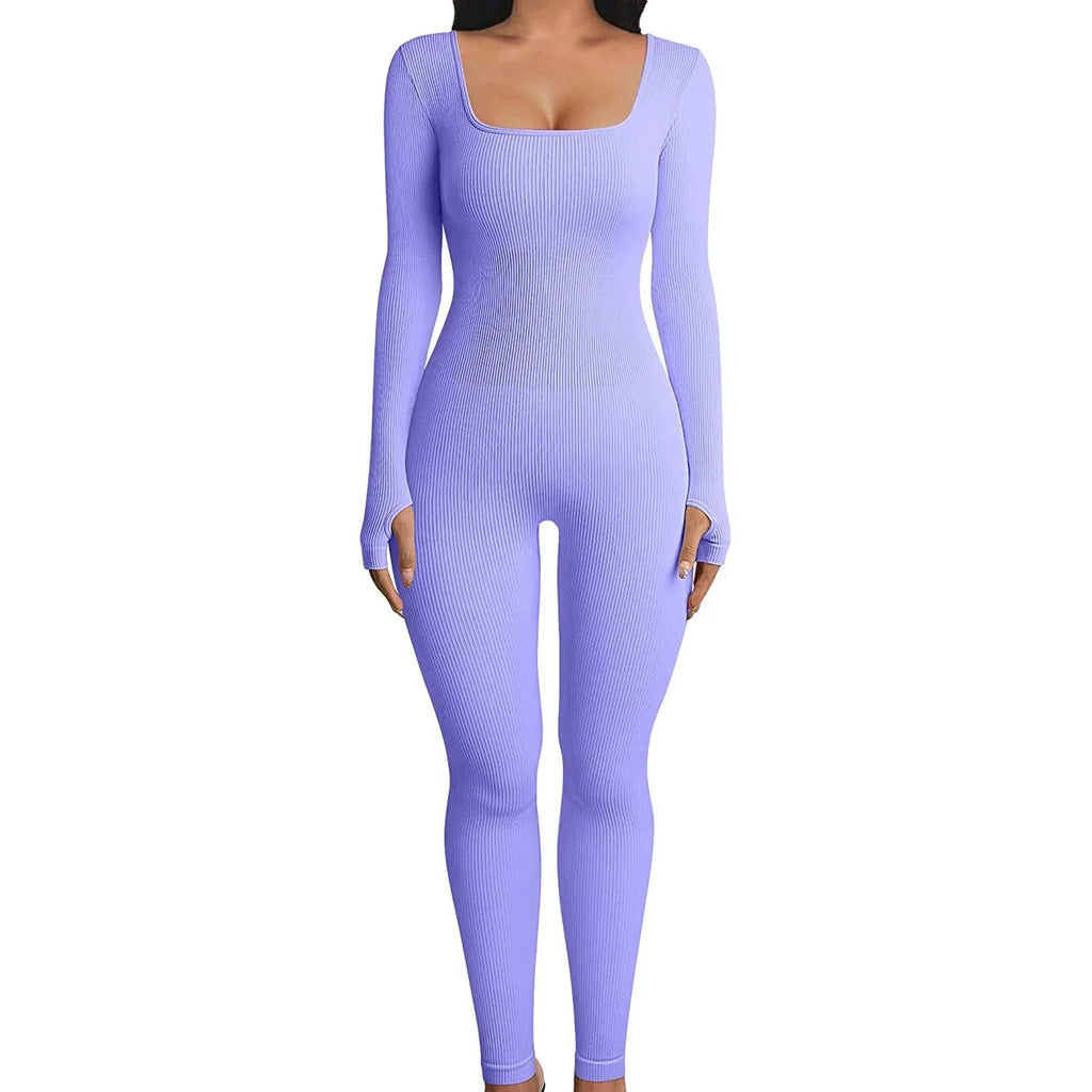 Sunday Comfy Ribbed Long Sleeve Playsuit