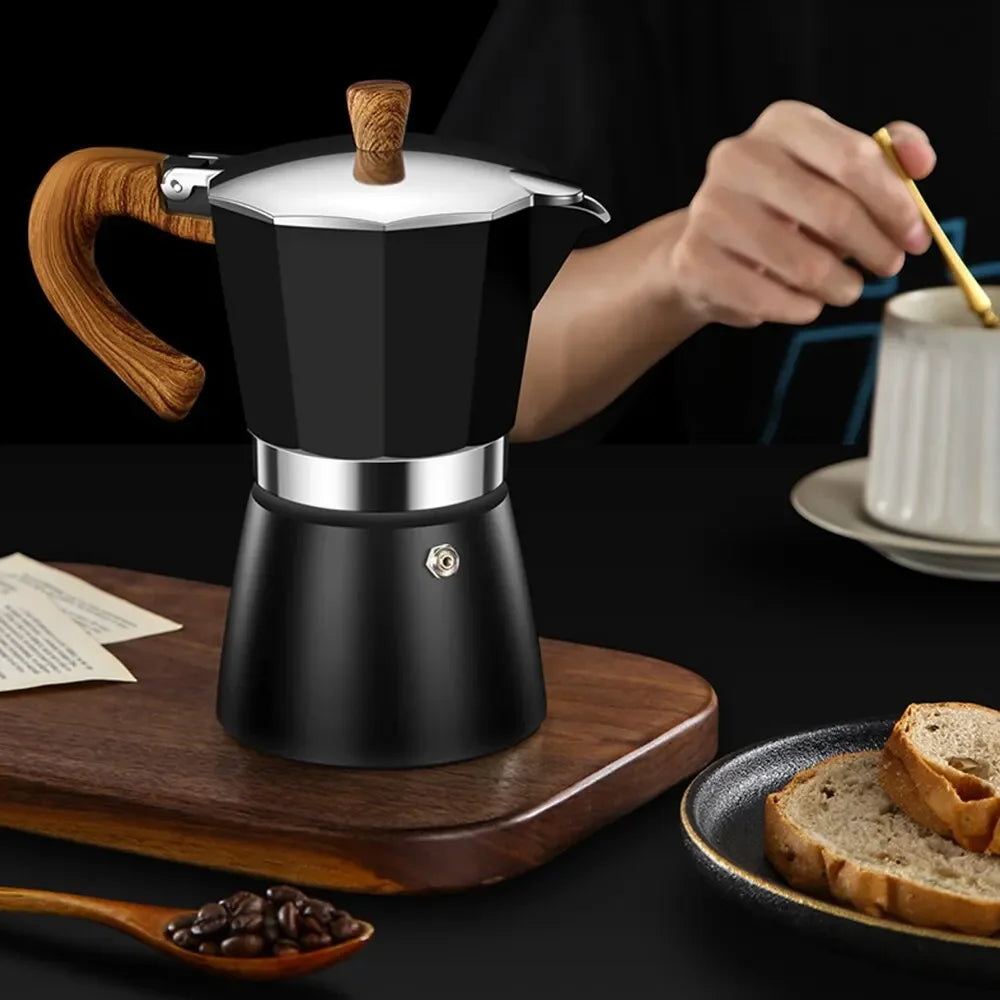 Vintage Wooden Handle Electric Espresso Machine