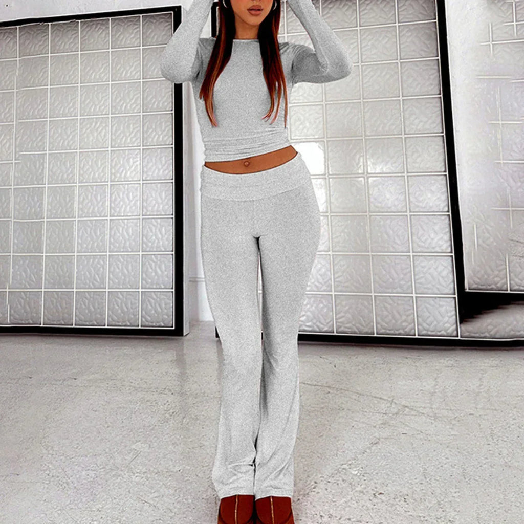 Casual Cotton Slim Fit Wide Leg Lounge Set